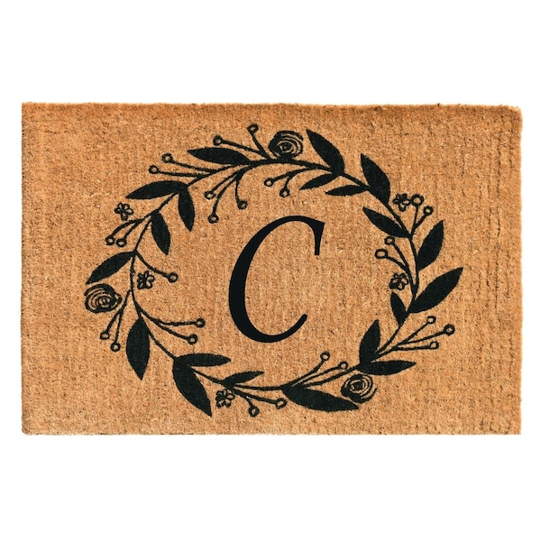 Configuracion 24 x 36 x 1.5 in. Black Rose Rectangular Doormat Natural - Letter C CO2830952 - main